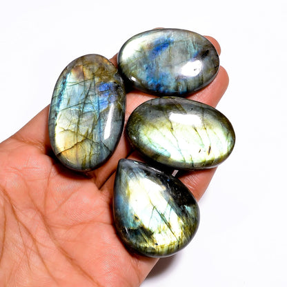 Natural [40mm+] 3pcs Large Labradorite Gemstones Cabochons, Jewelry Making Loose Gemstone, Polished Gems, DIY, Wire Wrapping, Reiki, Wikka, Healing Crystals, Bulk Gemstone Deal [225+cts]