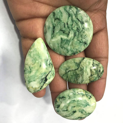 Natural Mariposite Cabochon Lot — 100 Carats Wholesale | Mix Shape Polished Loose Gemstones for Jewelry Making