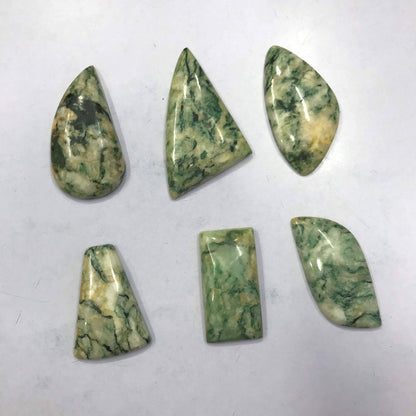 A grade natural Mariposite loose cabochon lot flat back wire wrapping healing crystal gemstones