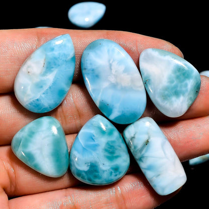100 carats Natural Larimar Gemstones Wholesale Cabochons Lot, Jewelry Making Loose Gemstone, Polished Gems, DIY, Wire Wrapping, Reiki, Wikka, Healing Crystals, Bulk Gemstone Deal 6 to 8pcs