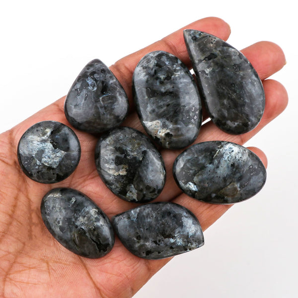 Larvikite Cabochon Lot - Also Called Black Moonstone & Gabru Jasper, 2-4 AAA Pieces, 100ct Natural Larvikite Cabochon Lot - Also Called Black Moonstone & Gabru Jasper, 2-4 AAA Pieces, 100ct Natural