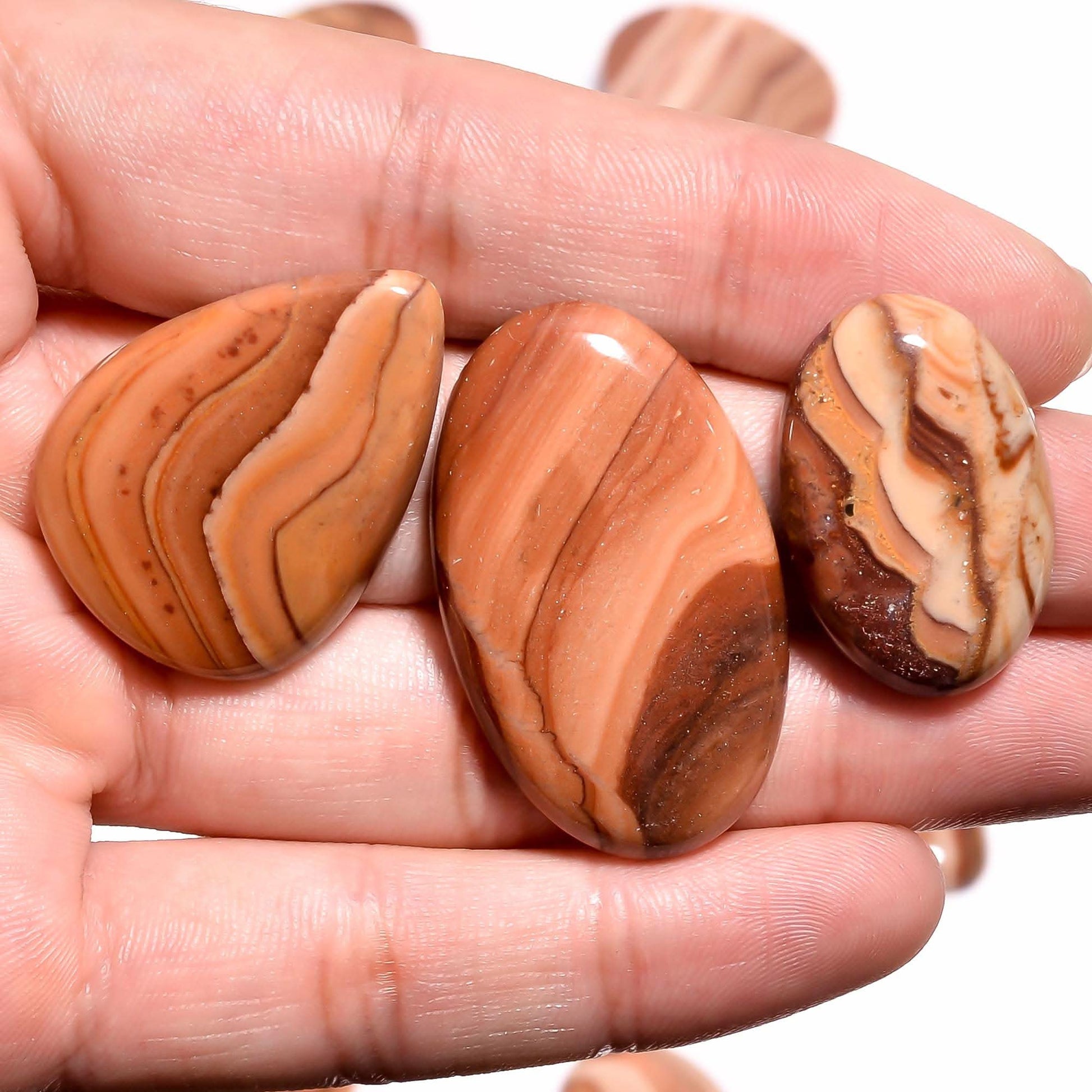 Wood dolomite cabochon showing natural mineral banding wood look
