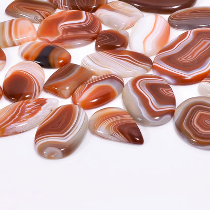 Orange Banded Agate Mix Shape Gemstones Cabochons [30-40mm] (3pcs) , Jewelry Making Loose Gemstone, Polished Gems, DIY, Wire Wrapping, Reiki, Wikka, Healing Crystals, Bulk Gemstone Deal