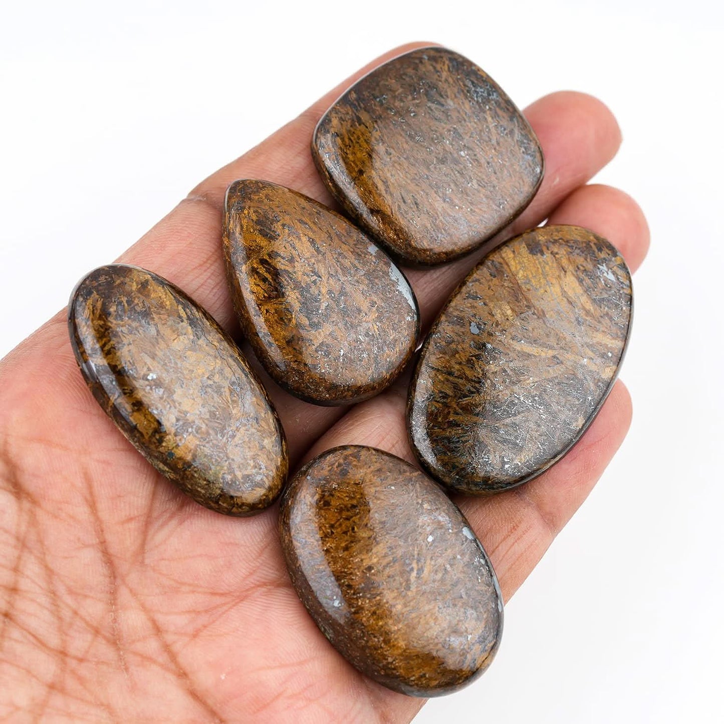 Bronzite Mix Shape Gemstones Cabochons [30-40mm] (2-3pcs), Jewelry Making Loose Gemstone, Polished Gems, DIY, Wire Wrapping, Reiki, Wikka, Healing Crystals, Bulk Gemstone Deal
