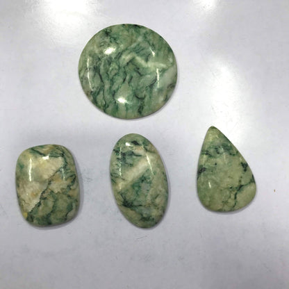 Single natural Mariposite cabochon green with white matrix chromium mica untreated gemstone