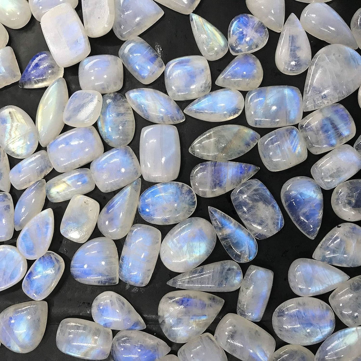 90+ cts Natural Rainbow Moonstone Gemstone Wholesale Cabochons Lot, Jewelry Making Loose Gemstone, Polished Decor, DIY, Wire Wrapping, Reiki, Wikka, Healing Crystals, Bulk Gemstone (4 to 5pcs)