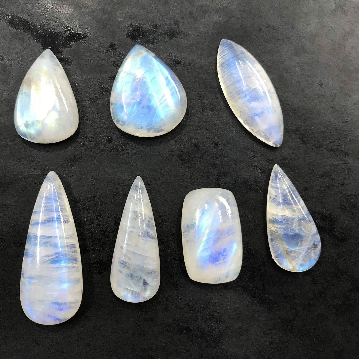 (4 to 5pcs) Natural Rainbow Moonstone Gemstone Wholesale Cabochons Lot, Jewelry Making Loose Gemstone, Polished Decor, DIY, Wire Wrapping, Reiki, Wikka, Healing Crystals, Bulk Gemstone