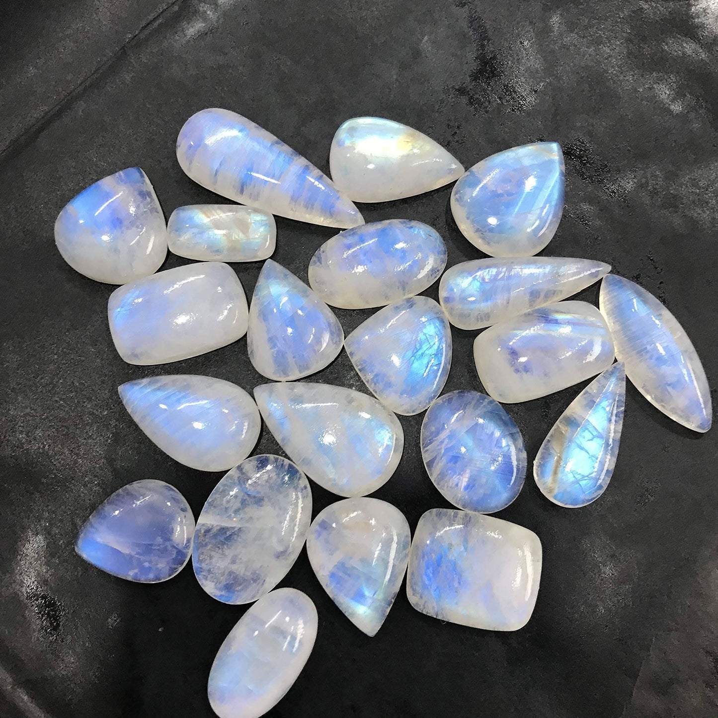 (4 to 5pcs) Natural Rainbow Moonstone Gemstone Wholesale Cabochons Lot, Jewelry Making Loose Gemstone, Polished Decor, DIY, Wire Wrapping, Reiki, Wikka, Healing Crystals, Bulk Gemstone