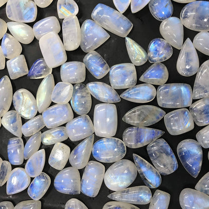 (4 to 5pcs) Natural Rainbow Moonstone Gemstone Wholesale Cabochons Lot, Jewelry Making Loose Gemstone, Polished Decor, DIY, Wire Wrapping, Reiki, Wikka, Healing Crystals, Bulk Gemstone