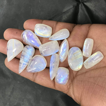 (4 to 5pcs) Natural Rainbow Moonstone Gemstone Wholesale Cabochons Lot, Jewelry Making Loose Gemstone, Polished Decor, DIY, Wire Wrapping, Reiki, Wikka, Healing Crystals, Bulk Gemstone