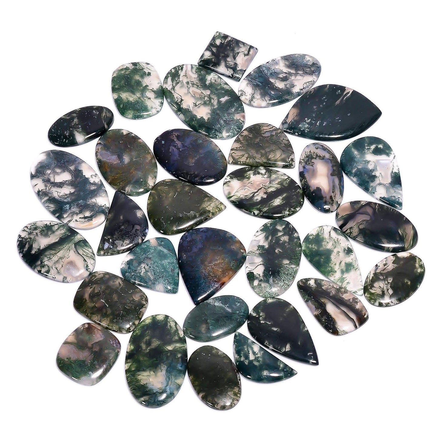 AAA+ grade natural moss agate cabochon lot for statement jewelry making