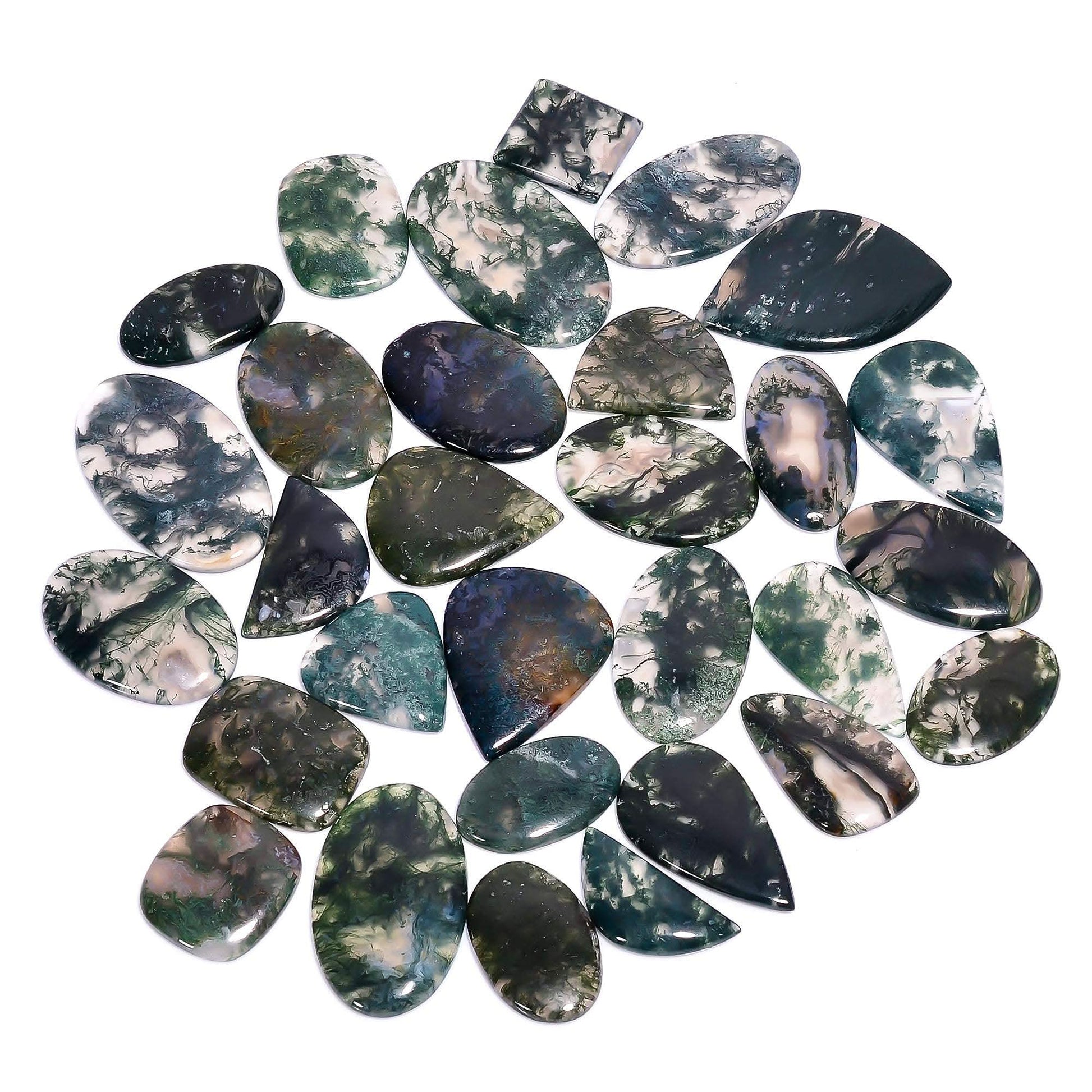 AAA+ grade natural moss agate cabochon lot for statement jewelry making