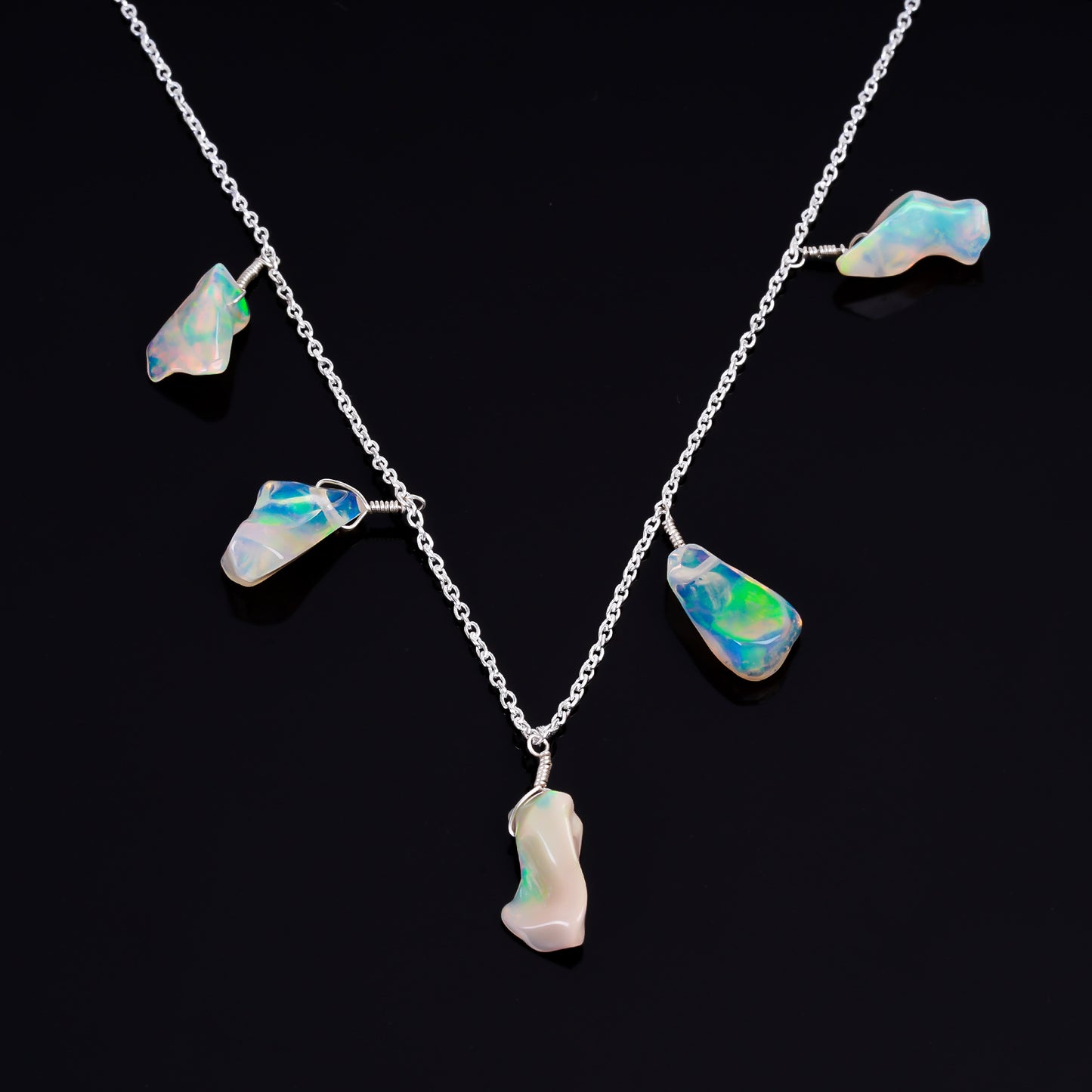 Rare Raw Ethiopian Opal 15 Ct 5 Pc Necklace with enchanting beauty