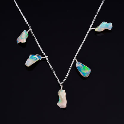 Rare Raw Ethiopian Opal 15 Ct 5 Pc Necklace with enchanting beauty