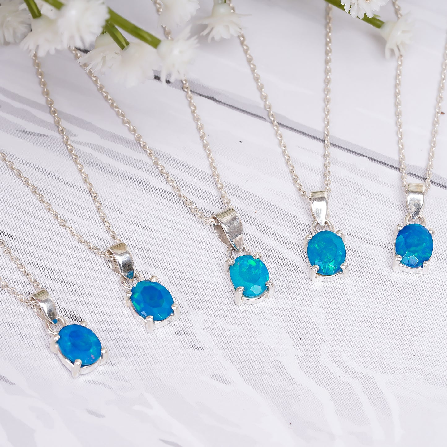 925 silver polished 13 Ct Paraiba Opal Prong Pendant, Natural Opals