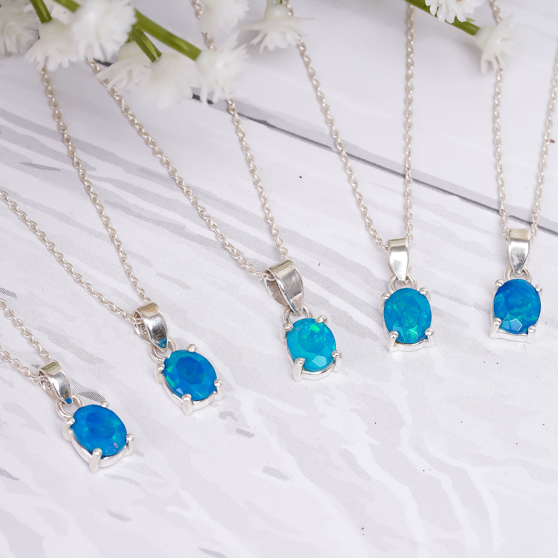 925 silver polished 13 Ct Paraiba Opal Prong Pendant, Natural Opals