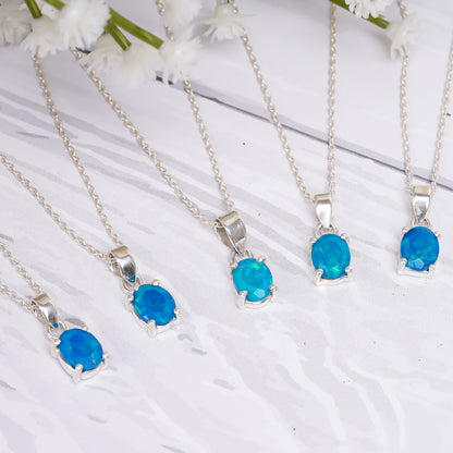 925 silver polished 13 Ct Paraiba Opal Prong Pendant, Natural Opals