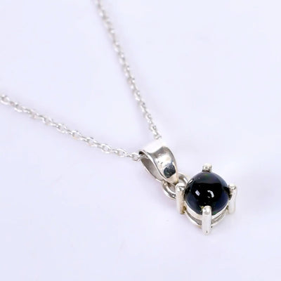 Elegant Black Opal Round Prong Pendant in  silver plated – 5mm Gemstone, Perfect for Any Occasion