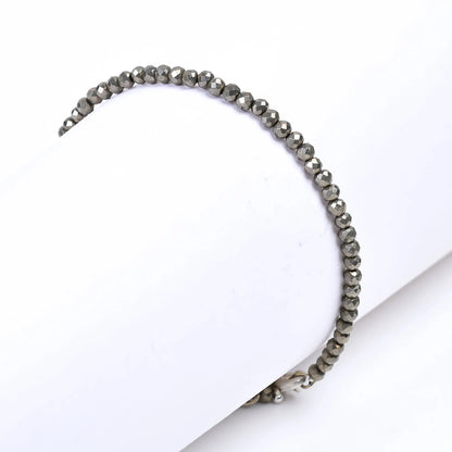 Pyrite Healing Gemstone Bracelet | Natural Micro Round Silver Beads Armonia