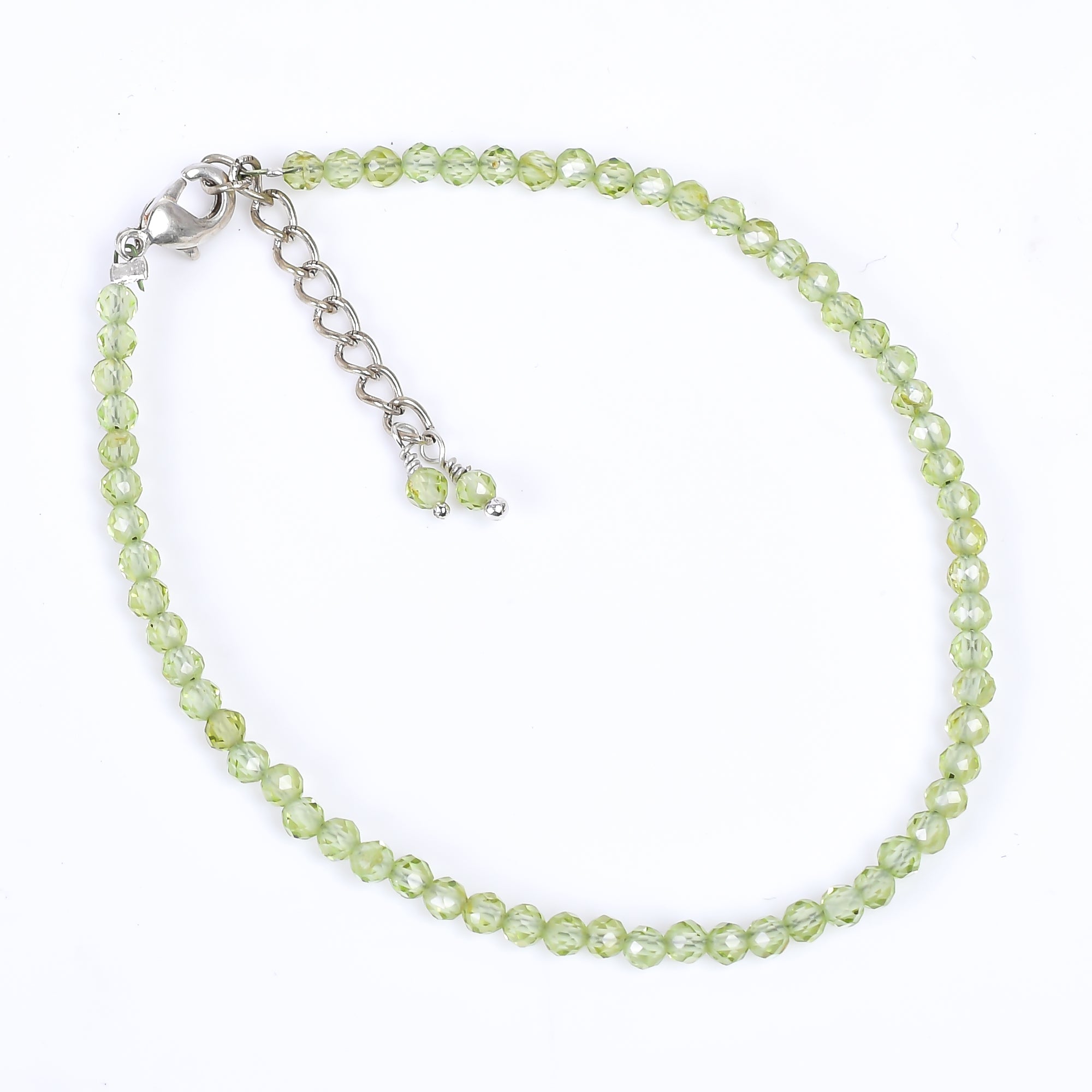 Natural Green Prehnite Gemstone Micro Round Beads Bracelet, Birthstone Healing Crystal