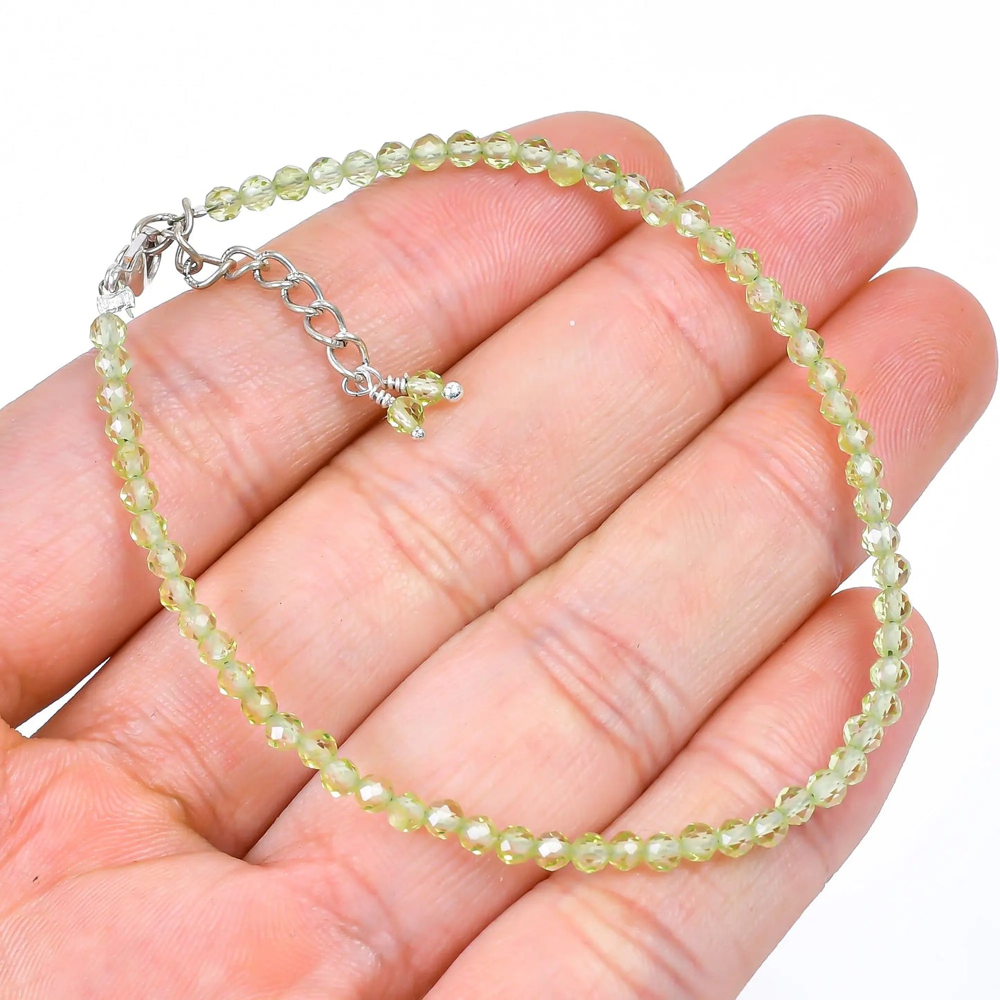 Green Prehnite Healing Bracelet | Natural Micro Round Gemstone Beads Armonia