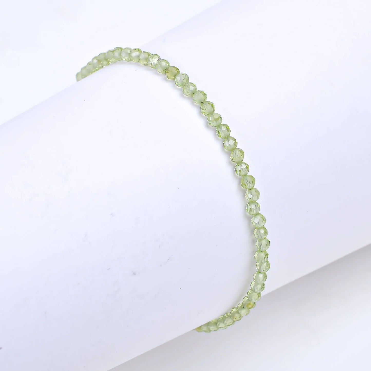 Green Prehnite Healing Bracelet | Natural Micro Round Gemstone Beads Armonia