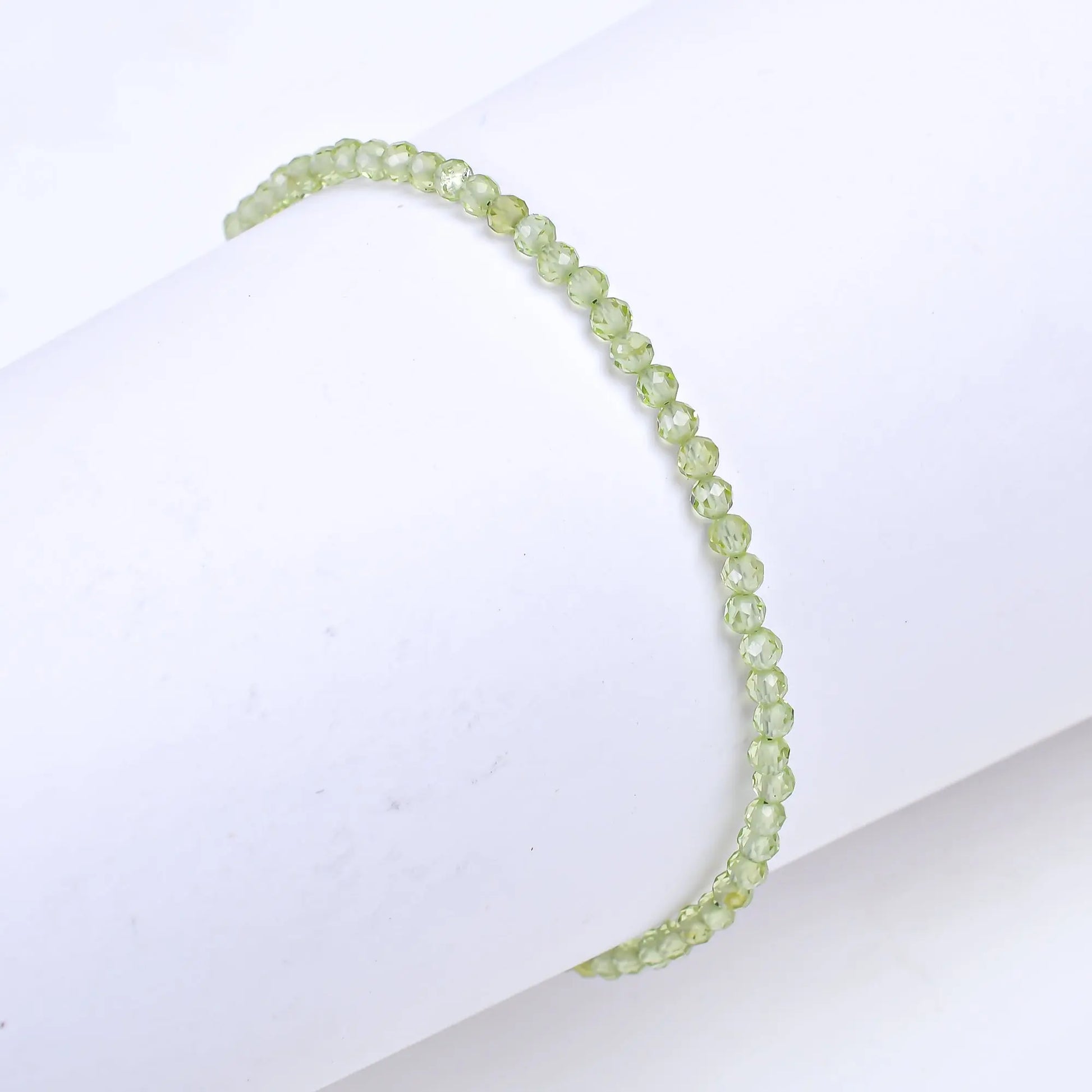 Green Prehnite Healing Bracelet | Natural Micro Round Gemstone Beads Armonia