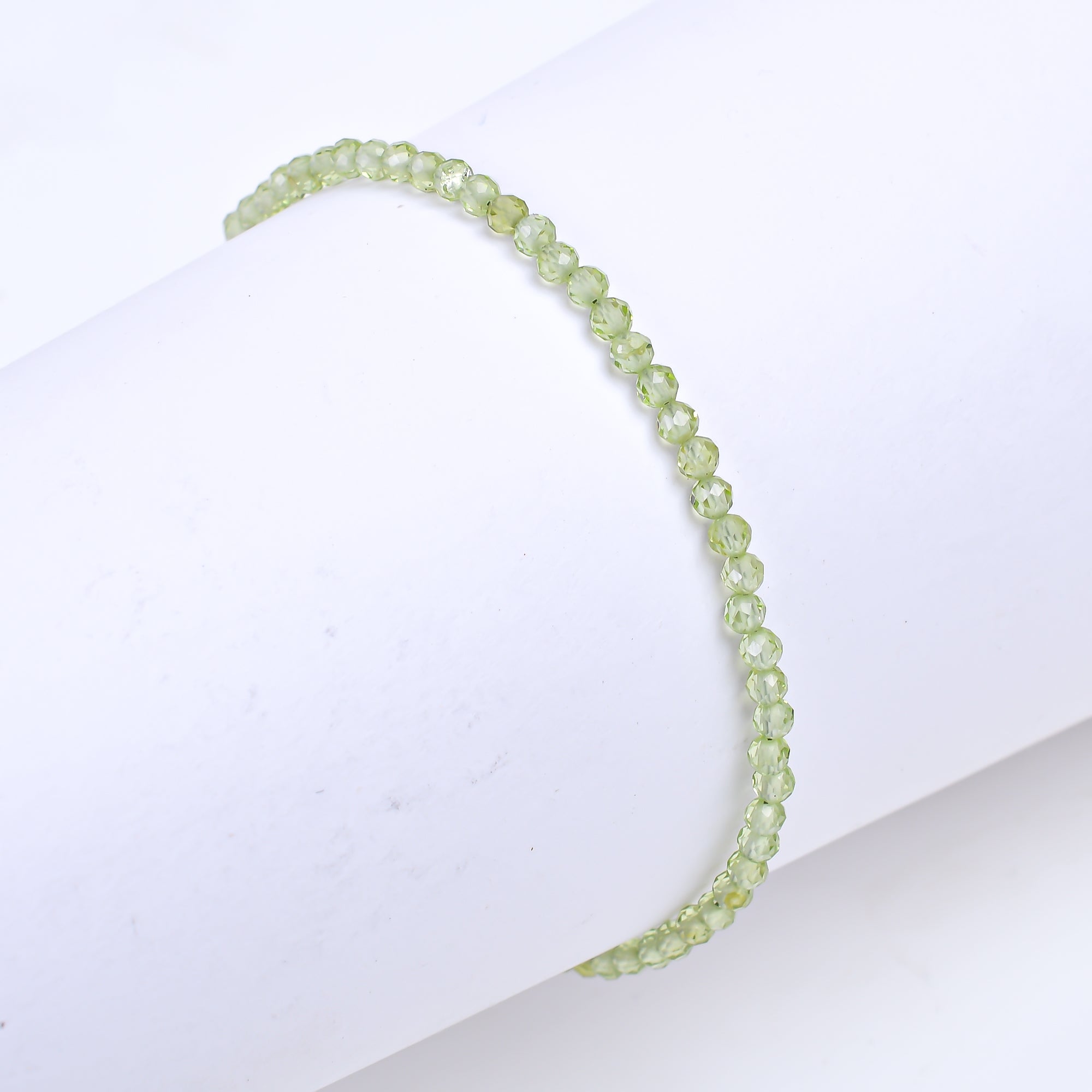 Natural Green Prehnite Gemstone Micro Round Beads Bracelet, Birthstone Healing Crystal