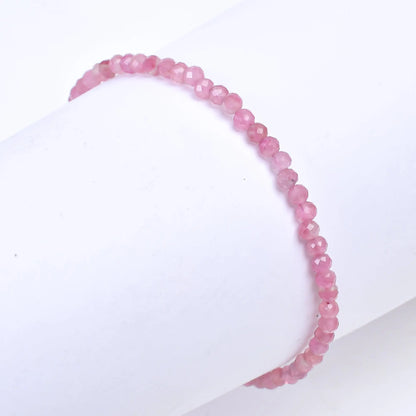 Pink Tourmaline Healing Bracelet | Natural Micro Round Gemstone Beads Armonia
