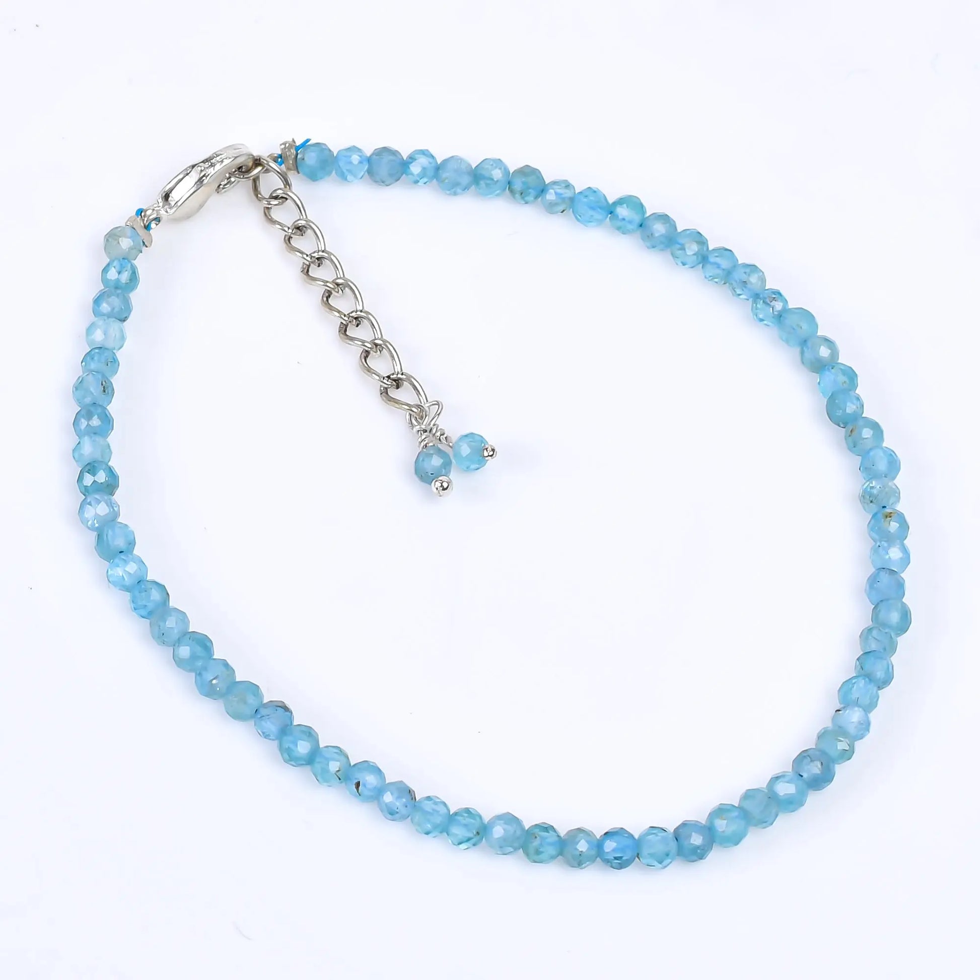 Blue Apatite Healing Gemstone Bracelet | Natural Micro Round Beads Jewelry Armonia