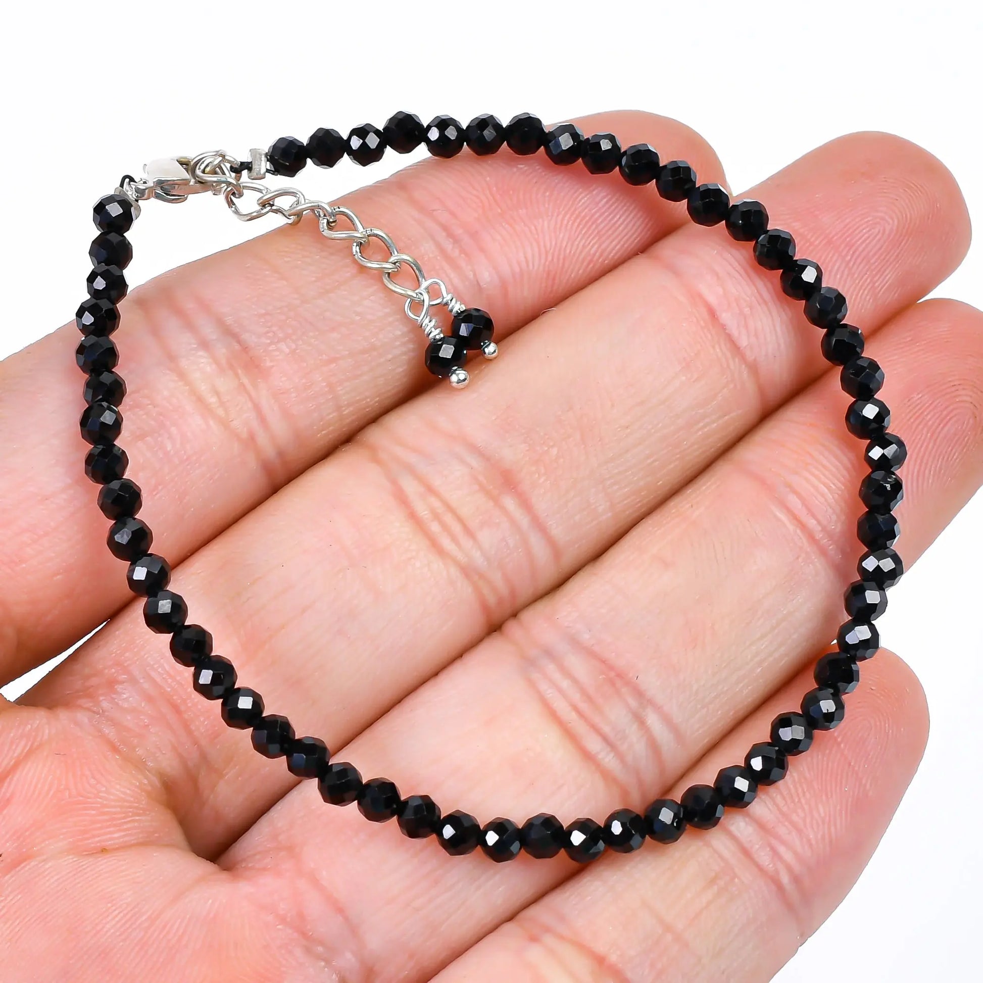 Black Spinel Healing Gemstone Bracelet | Natural Faceted Crystal Beads Armonia