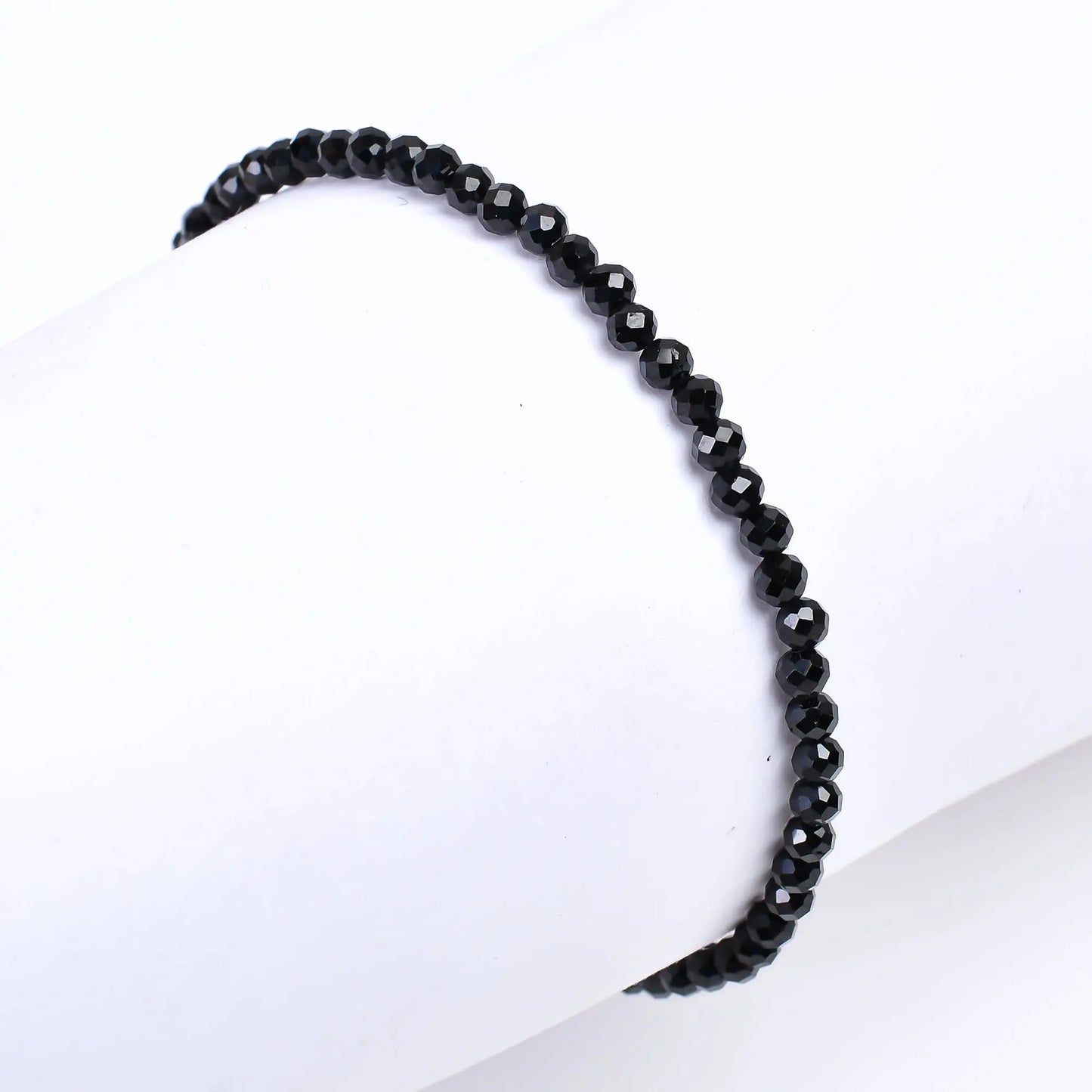 Black Spinel Healing Gemstone Bracelet | Natural Faceted Crystal Beads Armonia