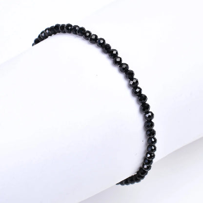 Black Spinel Healing Gemstone Bracelet | Natural Faceted Crystal Beads Armonia