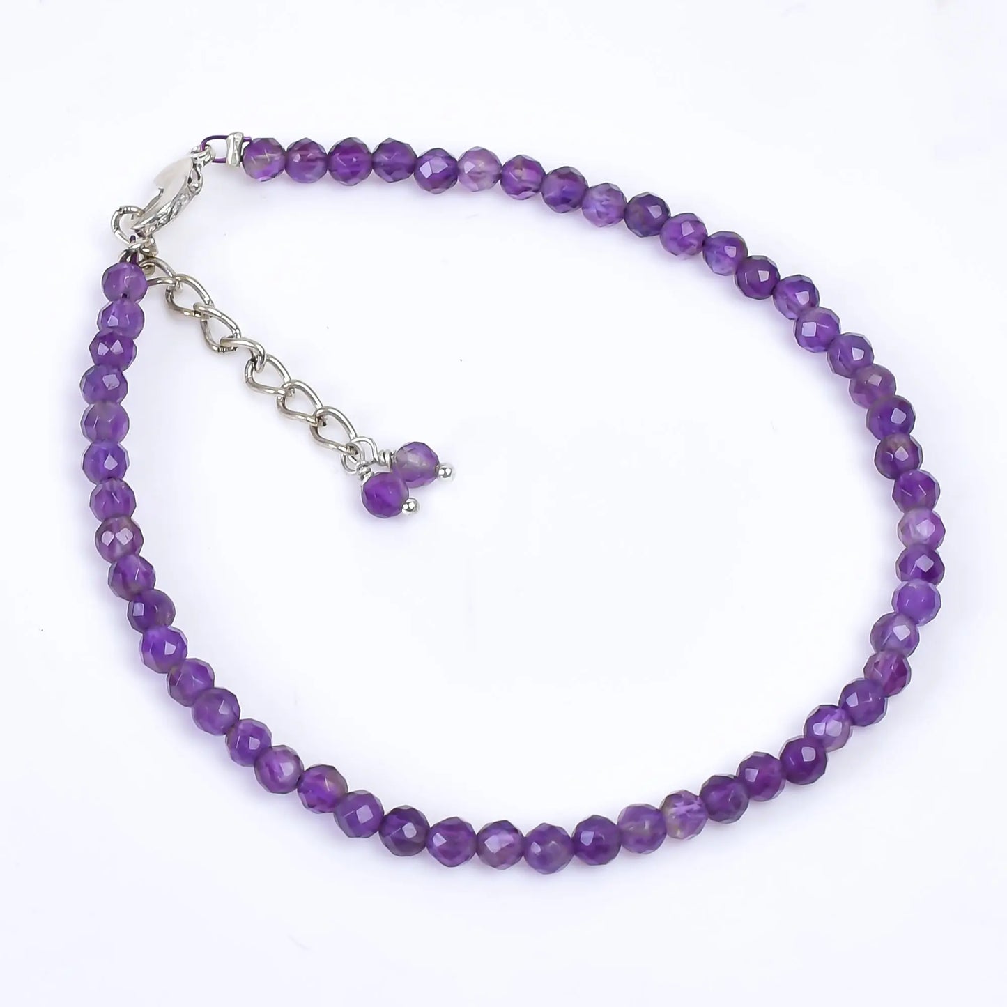Genuine Amethyst Beads Bracelet | Natural Micro-Faceted Purple Gemstone Armonia
