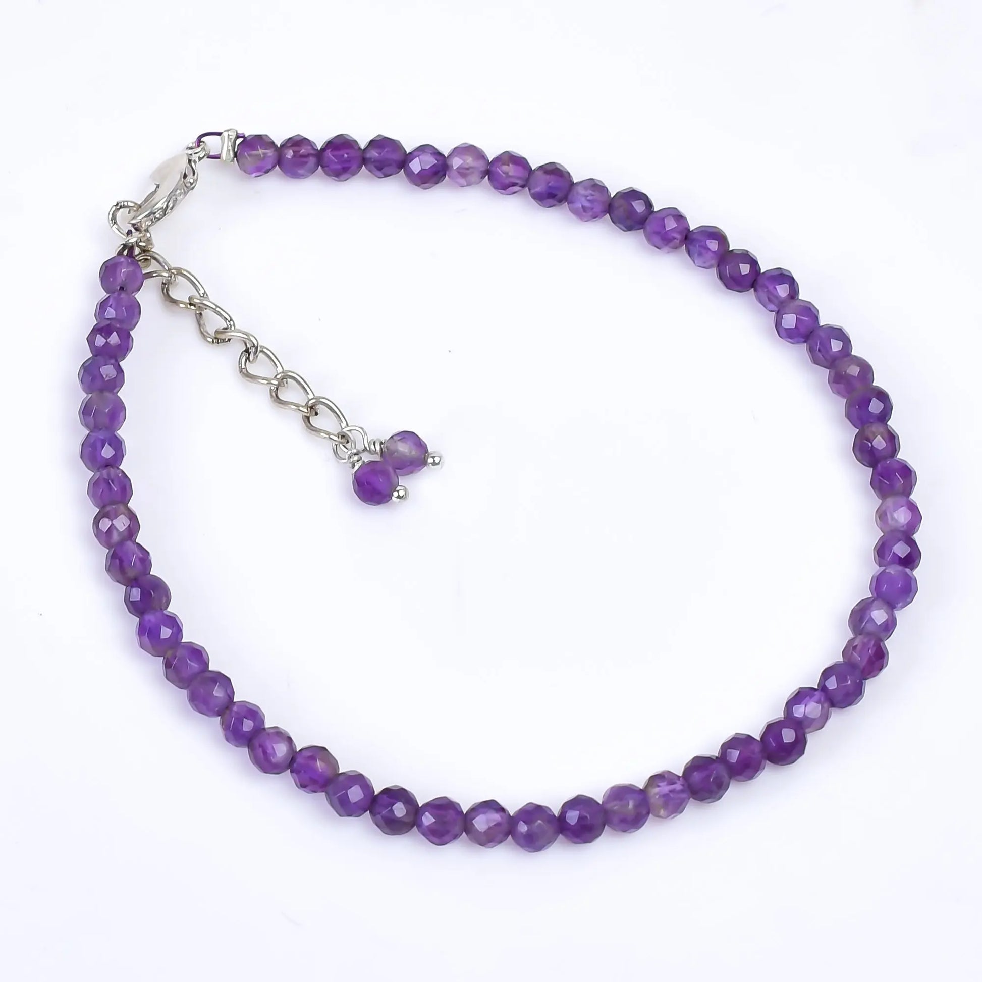 Genuine Amethyst Beads Bracelet | Natural Micro-Faceted Purple Gemstone Armonia