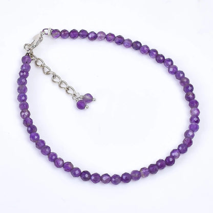 Genuine Amethyst Beads Bracelet | Natural Micro-Faceted Purple Gemstone Armonia