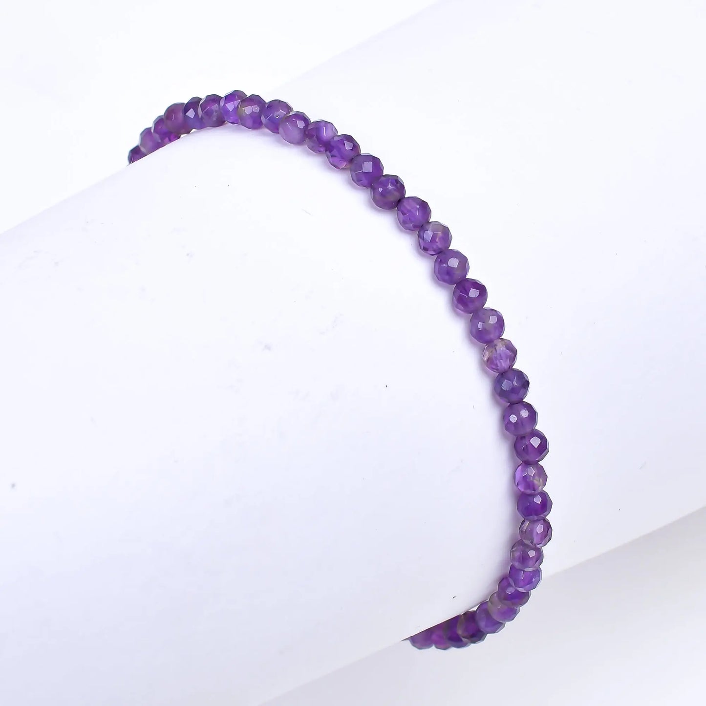 Genuine Amethyst Beads Bracelet | Natural Micro-Faceted Purple Gemstone Armonia