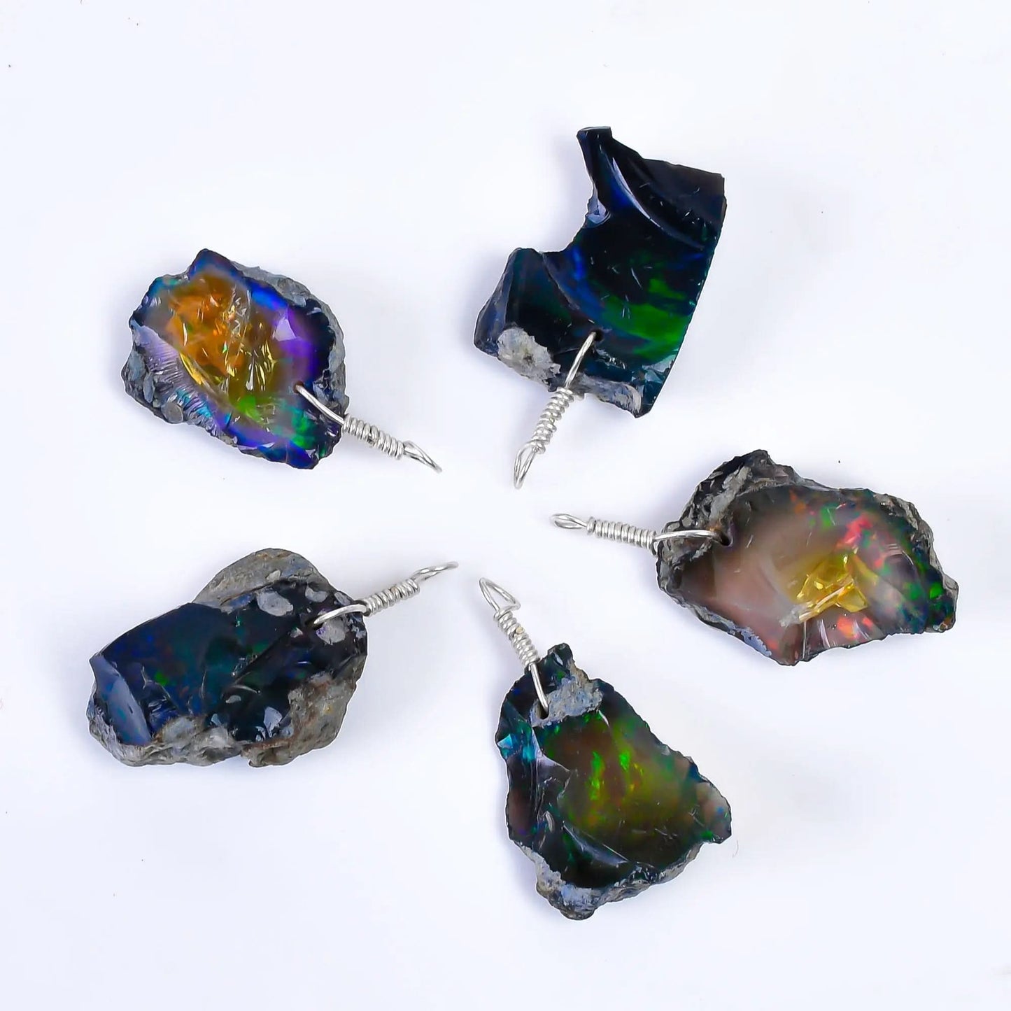 Certified and Natural Black Raw Ethiopian Opal Pendant Necklace Jewelry for Women