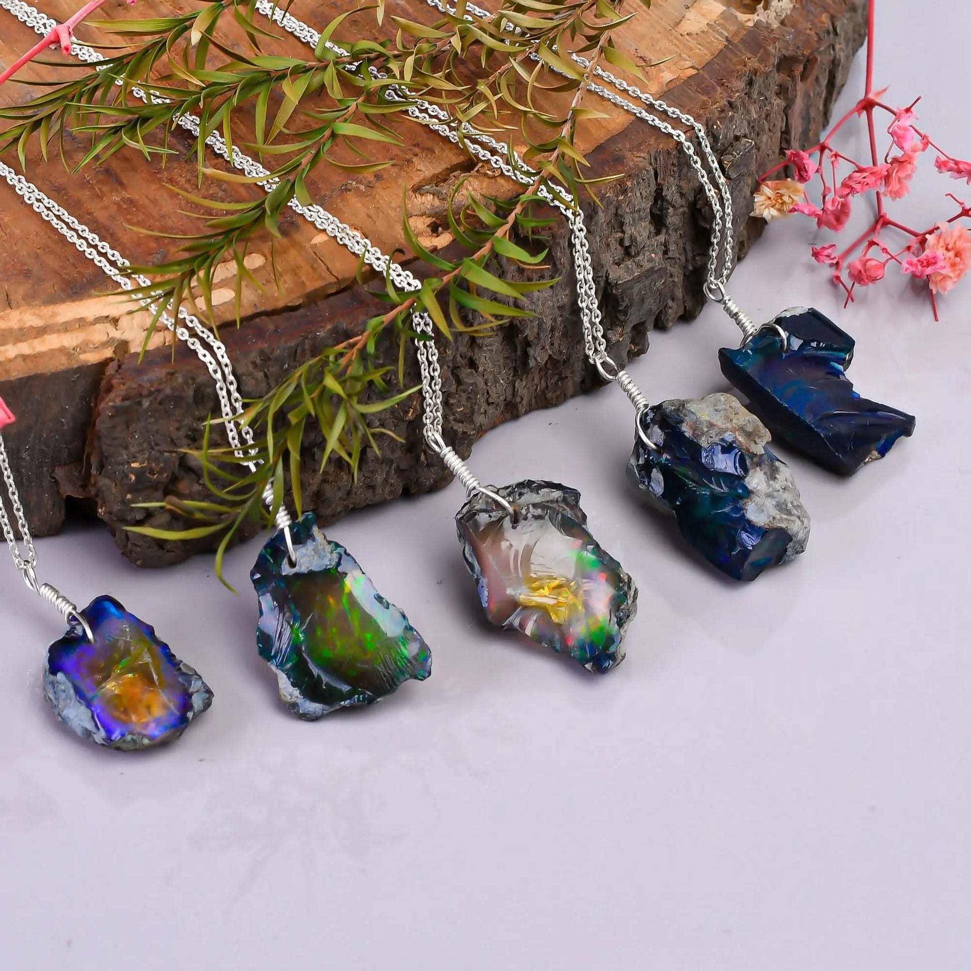 100% Naturally Sourced Black Raw Ethiopian Opal used in Pendant Necklace Jewelry 