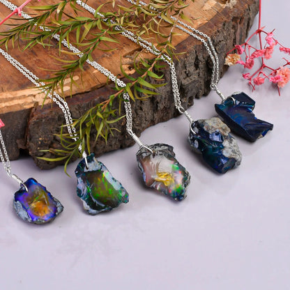100% Naturally Sourced Black Raw Ethiopian Opal used in Pendant Necklace Jewelry 