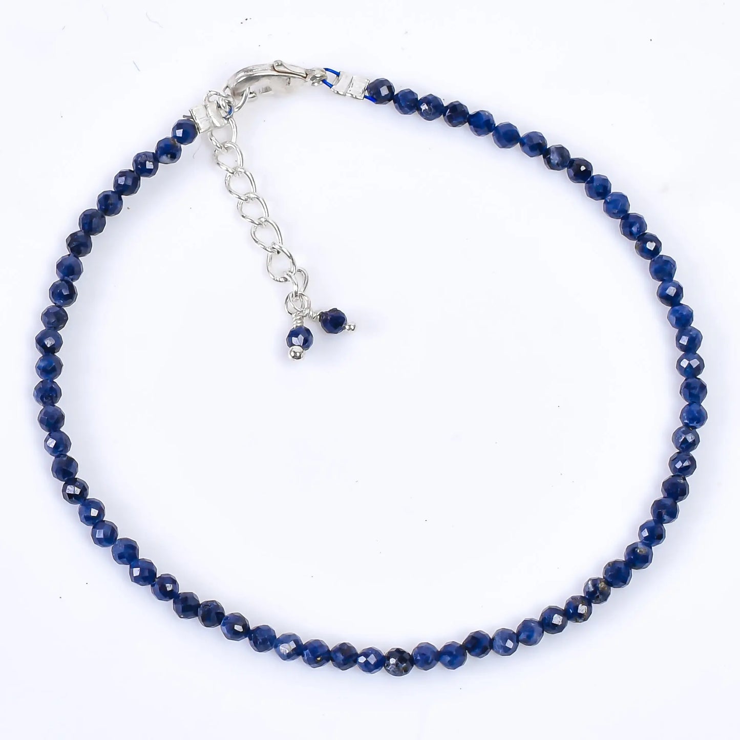 Genuine Blue Sapphire Beads Bracelet | Natural Micro-Faceted Gemstone Armonia