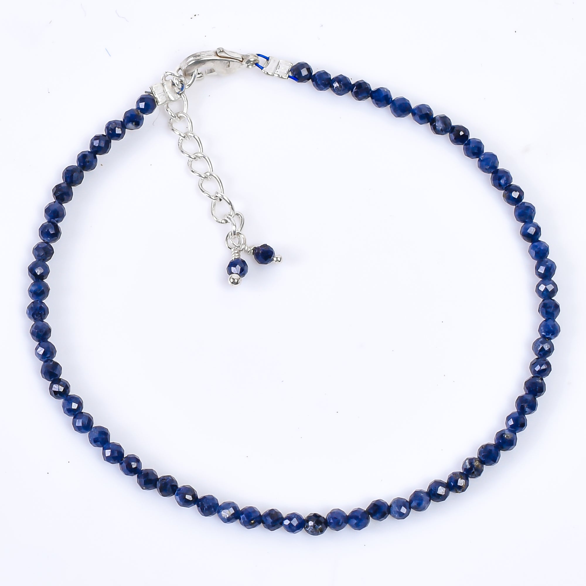Natural Sapphire Gemstone Micro Faceted Round Beads Bracelet, Birthstone Healing Crystal (Copy)
