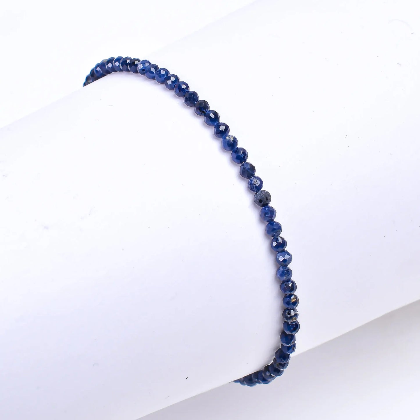 Genuine Blue Sapphire Beads Bracelet | Natural Micro-Faceted Gemstone Armonia