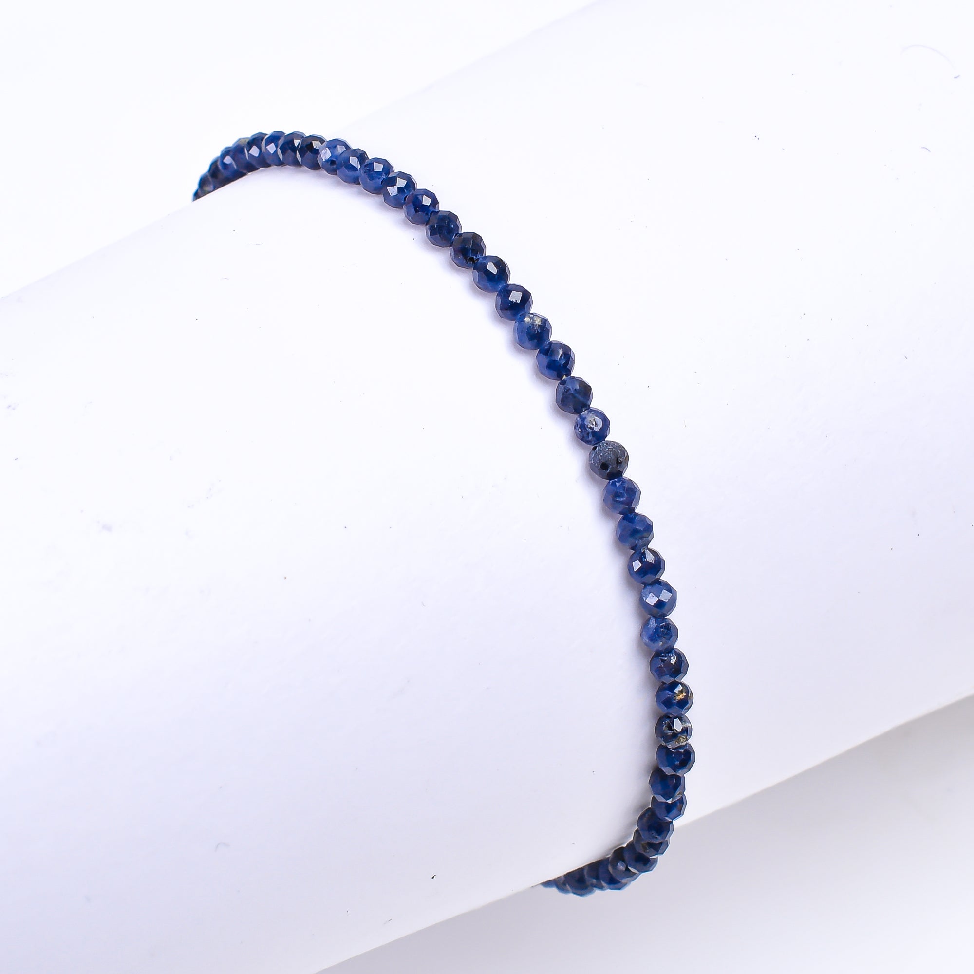 Natural Sapphire Gemstone Micro Faceted Round Beads Bracelet, Birthstone Healing Crystal (Copy)