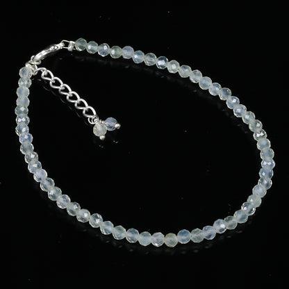 Natural Prehnite Gemstone Bracelet | Micro-Faceted Green Crystal Beads