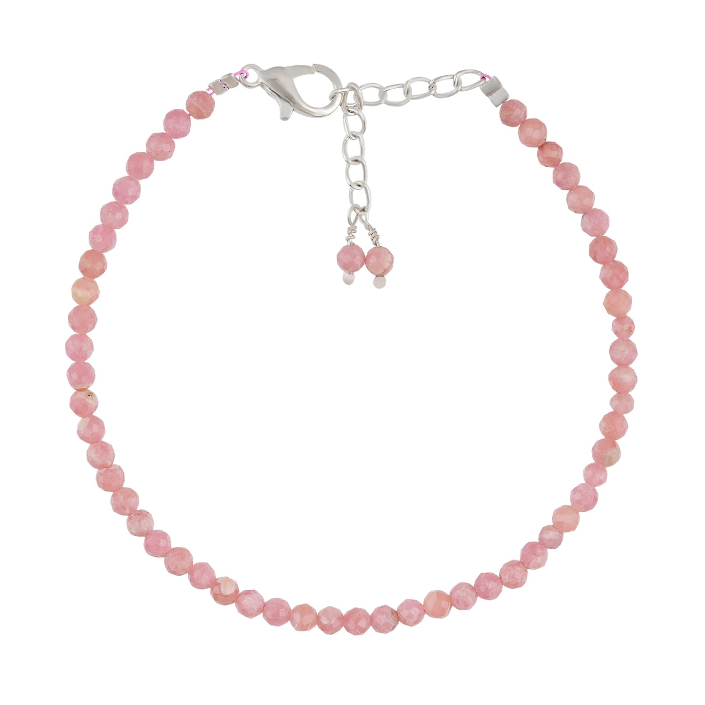 Natural Rhodochrosite Micro-Faceted Beads Bracelet | Pink Gemstone