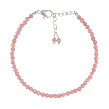 Natural Rhodochrosite Micro-Faceted Beads Bracelet | Pink Gemstone