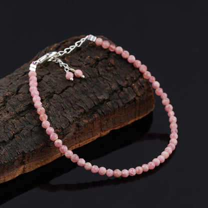 Natural Rhodochrosite Micro-Faceted Beads Bracelet | Pink Gemstone