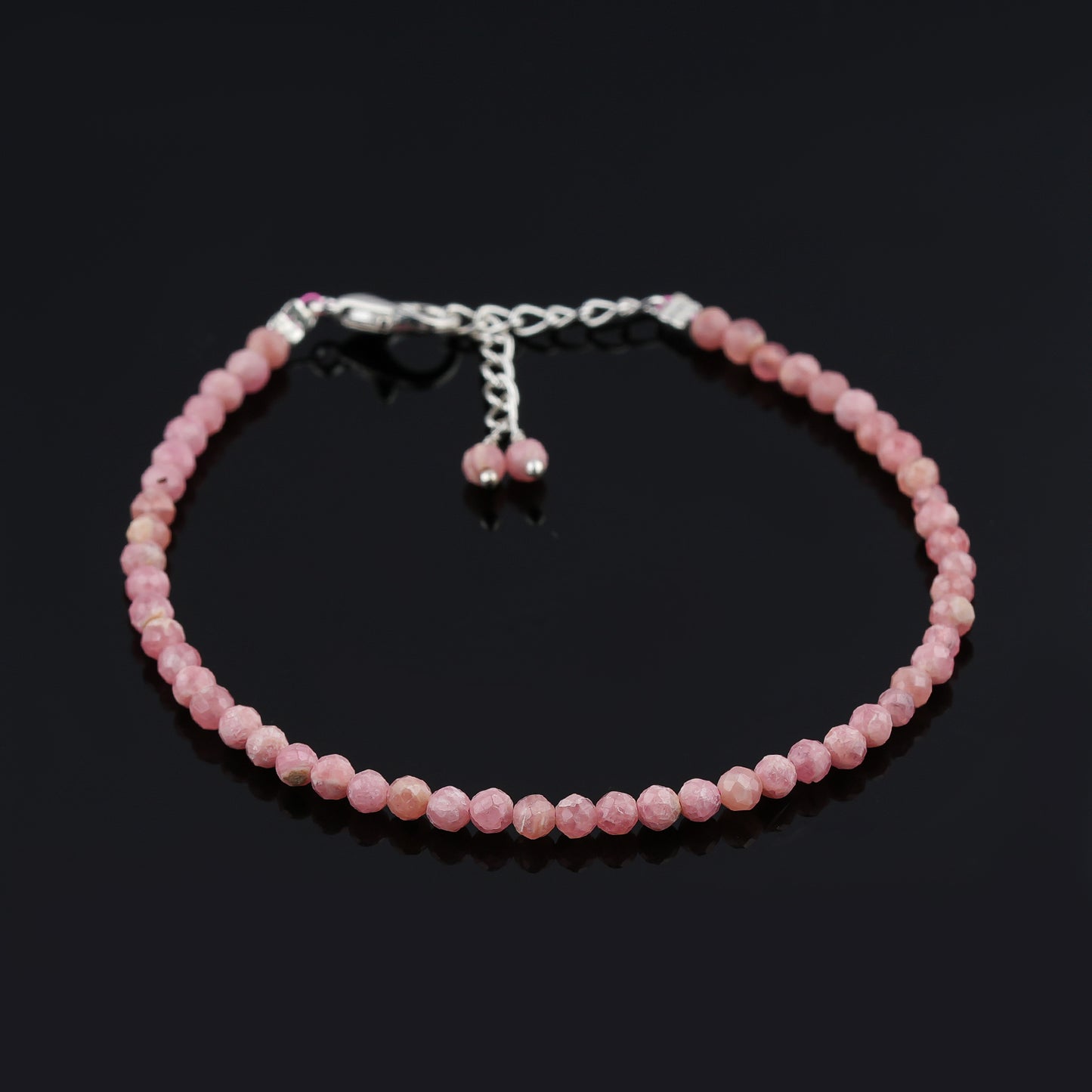 Natural Rhodochrosite Micro-Faceted Beads Bracelet | Pink Gemstone