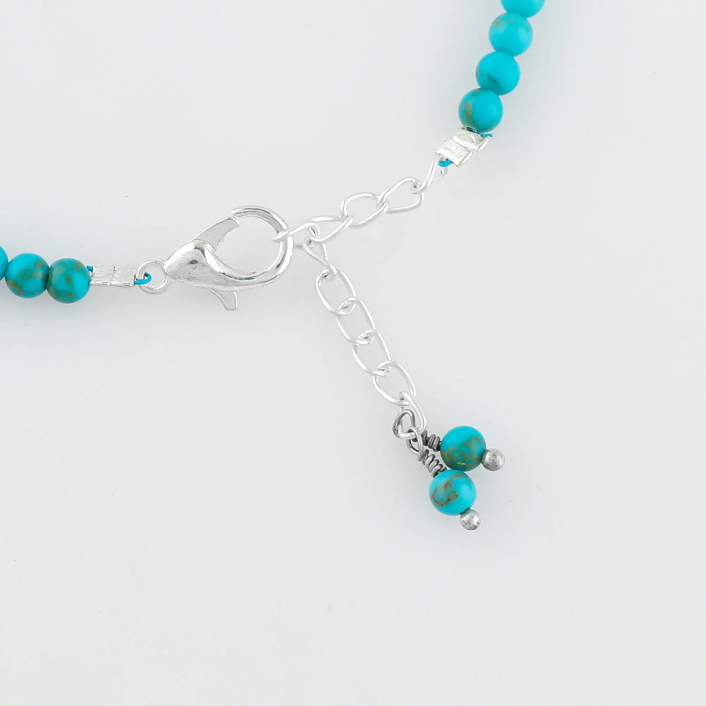 Natural Turquoise Gemstone mIcro Beads Bracelet, Blue Turquoise Silver Jewelry Armonia